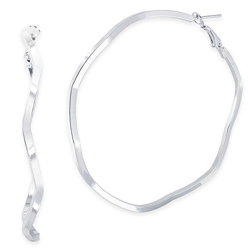 Soul-Cats 1 Paar Creolen Zickzack gebogen Hoops Ohrringe silbern, Größe: Ø 7 cm von Soul-Cats