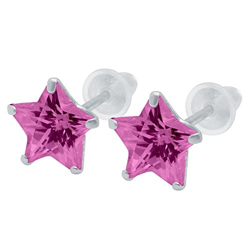 Soul-Cats 1 Paar Ohrstecker mit Stern-Strassstein und 925er Sterling Silber Ohrschmuck Strass, Farbe: pink von SoulCats