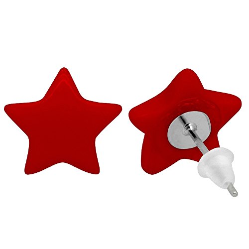 Soul-Cats 1 Paar Stern Ohrstecker aus Acryl/Edelstahl in rot, Durchmesser: 11 mm von Soul-Cats