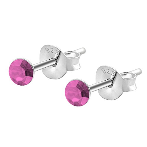 Soul-Cats 1 Paar kleine Ohrstecker aus 925 Silber Ø 3 mm, Farbe: rosa von SoulCats