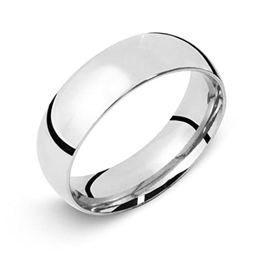 Soul-Cats Klassische Ring aus Edelstahl für Damen und Herren, Silber, hochglanzpoliert, Ø 17 mm, Breite: 6 mm von Soul-Cats