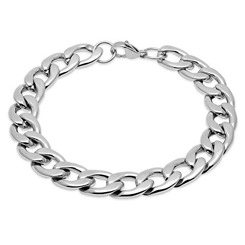 Soul-Cats Panzerkette mit oder ohne Armband für Männer, Herren aus Edelstahl, Breite: 12 mm, Auswahl: Armband 22 cm, Farbe: Silber von Soul-Cats