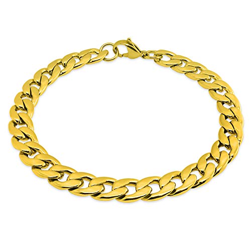 Soul-Cats Panzerkette mit oder ohne Armband für Männer, Herren aus Edelstahl, Breite: 9 mm, Auswahl: Armband 22 cm, Farbe: Gold. von Soul-Cats