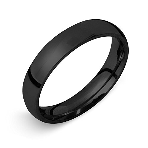 Soul-Cats Klassische Ring aus Edelstahl für Damen und Herren, schwarz, hochglanzpoliert, Ø 15 mm, Breite: 4 mm von Soul-Cats