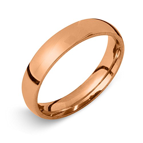 Soul-Cats Klassische Ring aus Edelstahl für Damen und Herren, rosé-Gold, hochglanzpoliert, Ø 21 mm, Breite: 4 mm von Soul-Cats