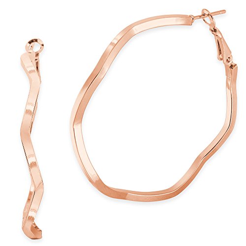 Soul-Cats 1 Paar Creolen Zickzack gebogen Hoops Ohrringe roségold, Größe: Ø 5 cm von Soul-Cats