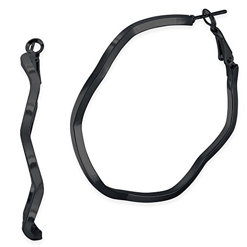 Soul-Cats 1 Paar Creolen Zickzack gebogen Hoops Ohrringe schwarz, Größe: Ø 5 cm von Soul-Cats