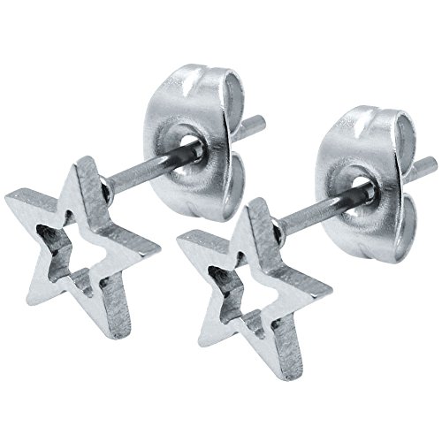 Soul-Cats 1 Paar Ohrstecker Ohrringe Stern Sterne schwarz silber, Farbe: Silber von Soul-Cats
