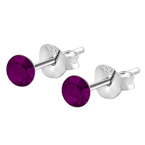 Soul-Cats 1 Paar Ohrstecker aus 925 Silber 4 mm, Farbe: lila von SoulCats