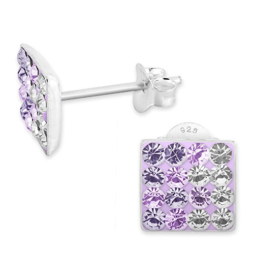 Soul-Cats 1 Paar Strass Ohrstecker 925er-Silber Sterlingsilber in der Farbe flieder-weiß von Soul-Cats