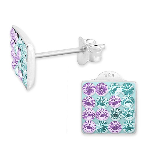 Soul-Cats 1 Paar Strass Ohrstecker 925er-Silber Sterlingsilber in der Farbe türkis-flieder von Soul-Cats