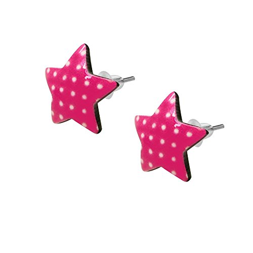 Soul-Cats 1 Paar hübsche Ohrstecker Stern Punkte dots rockabilly rosa weiß rot, Modell: Modell 7 von SoulCats