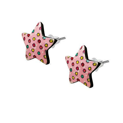 Soul-Cats 1 Paar hübsche Ohrstecker Stern Punkte dots rockabilly rosa weiß rot, Modell: Modell 8 von SoulCats