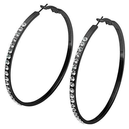 Soul-Cats 1 Paar schwarze Creolen mit Strass, Größe: Ø 7 cm Soul-Cats 1 Paar schwarze Creolen mit Strass, Größe: Ø 7 cm von Soul-Cats