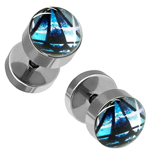 Soul-Cats 2x10mm Fakeplugs Print Fakes Plugs Ohrstecker Ohrringe Fakepiercing skull Anker, Modell: Modell 9 von Soul-Cats