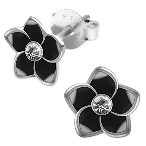 Soul-Cats 1 Paar Blumen-Ohrstecker aus 925er Sterlingsilber, Farbe: schwarz von SoulCats