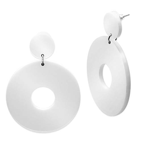 Soul-Cats 1 Paar Statement Ohrhänger Creolen im Retro Style der 80er Jahre für Damen in weiß von Soul-Cats