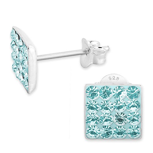 Soul-Cats 1 Paar Strass Ohrstecker 925er-Silber Sterlingsilber in der Farbe türkis von Soul-Cats
