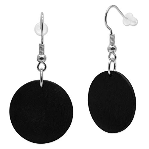 Soul-Cats 1 Paar runde Holz Ohrringe in verschiedenen Farben, Farbe: schwarz von Soul-Cats