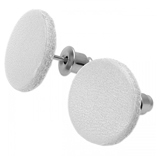 Soul-Cats 1 Paar runde Ohrstecker Echt Leder in weiß von Soul-Cats