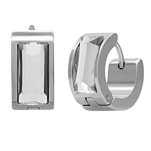 Soul-Cats Edelstahl Klappcreolen mit farbigen Stein in weiß von Soul-Cats