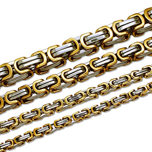 SoulCats Königskette Halskette Armband Set Panzerkette Edelstahl Gold Silber, Größe: 6 mm;Farbe: Gold Silber;Auswahl: Kette 70 cm von SoulCats