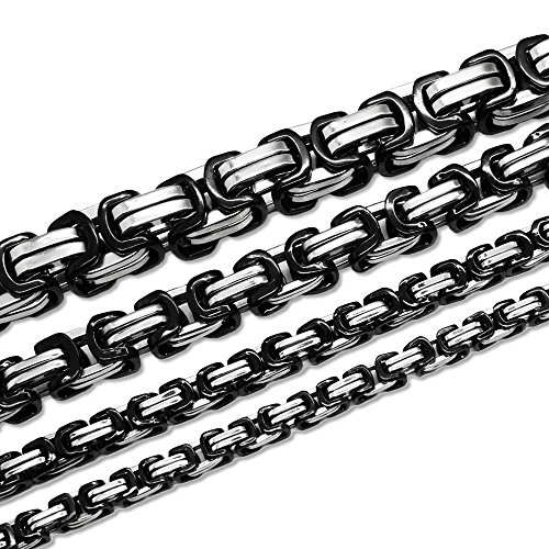 SoulCats Königskette Halskette Armband Set Panzerkette Edelstahl Silber schwarz, Größe: 6 mm;Farbe: schwarz Silber;Auswahl: Kette 50 cm von SoulCats