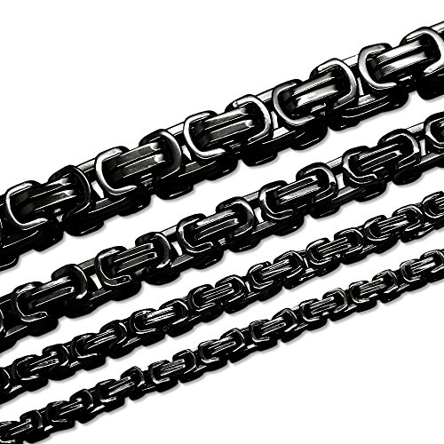 SoulCats Königskette Halskette Armband Set Panzerkette Edelstahl schwarz, Größe: 5 mm;Farbe: Schwarz;Auswahl: Kette 60 cm + Armband von SoulCats