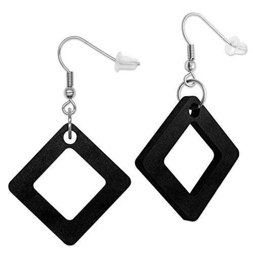 Soul-Cats 1 Paar viereckige Holz Ohrringe für Damen in der Farbe Schwarz von Soul-Cats