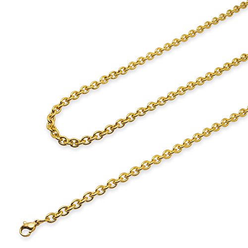 Soul-Cats Gliederkette Edelstahl Halskette Set Königskette, Größe: 4 mm, Auswahl: Kette 45 cm, Farbe: Gold von Soul-Cats