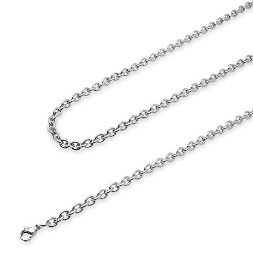 Soul-Cats Gliederkette Edelstahl Halskette Set Königskette, Größe: 4 mm, Auswahl: Kette 50 cm, Farbe: Silber von Soul-Cats