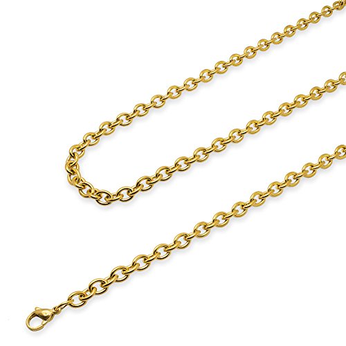 Soul-Cats Gliederkette Edelstahl Halskette Set Königskette, Größe: 5 mm, Auswahl: Kette 40 cm, Farbe: Gold von Soul-Cats