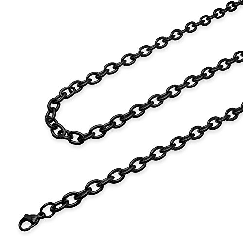 Soul-Cats Gliederkette Edelstahl Halskette Set Königskette, Größe: 7 mm, Auswahl: Kette 40 cm, Farbe: Schwarz von Soul-Cats