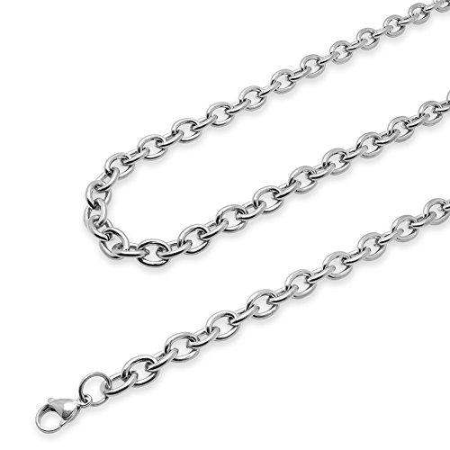 Soul-Cats Gliederkette Edelstahl Halskette Set Königskette, Größe: 8 mm, Auswahl: Kette 45 cm, Farbe: Silber von Soul-Cats