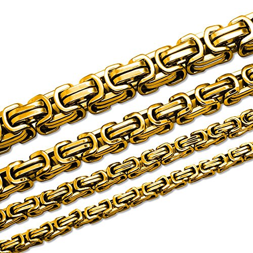 SoulCats Königskette Halskette Armband Set Panzerkette Edelstahl Gold, Größe: 12 mm;Farbe: Gold;Auswahl: Armband 22 cm von SoulCats