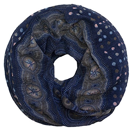 SoulCats Loopschal Punkte Paisley-Muster grau gelb blau Hippie 60s 70s Halstuch Schal Schaltuch, Farbe: blau von SoulCats