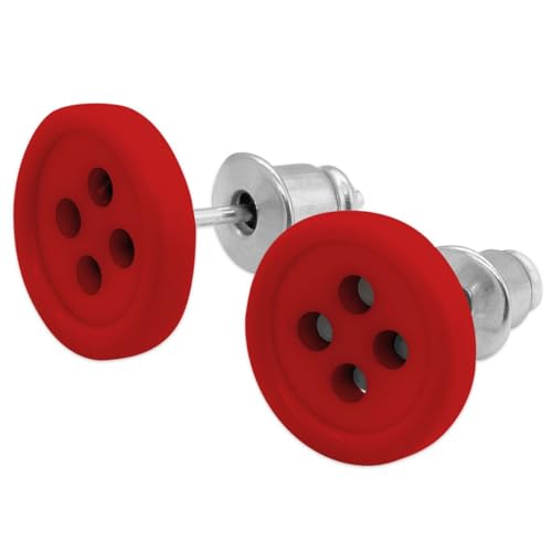 Soul-Cats kleine Knopf Ohrstecker in rot für Damen Mädchen, Vintage Ohrringe im Retro Look aus Kunststoff von Soul-Cats