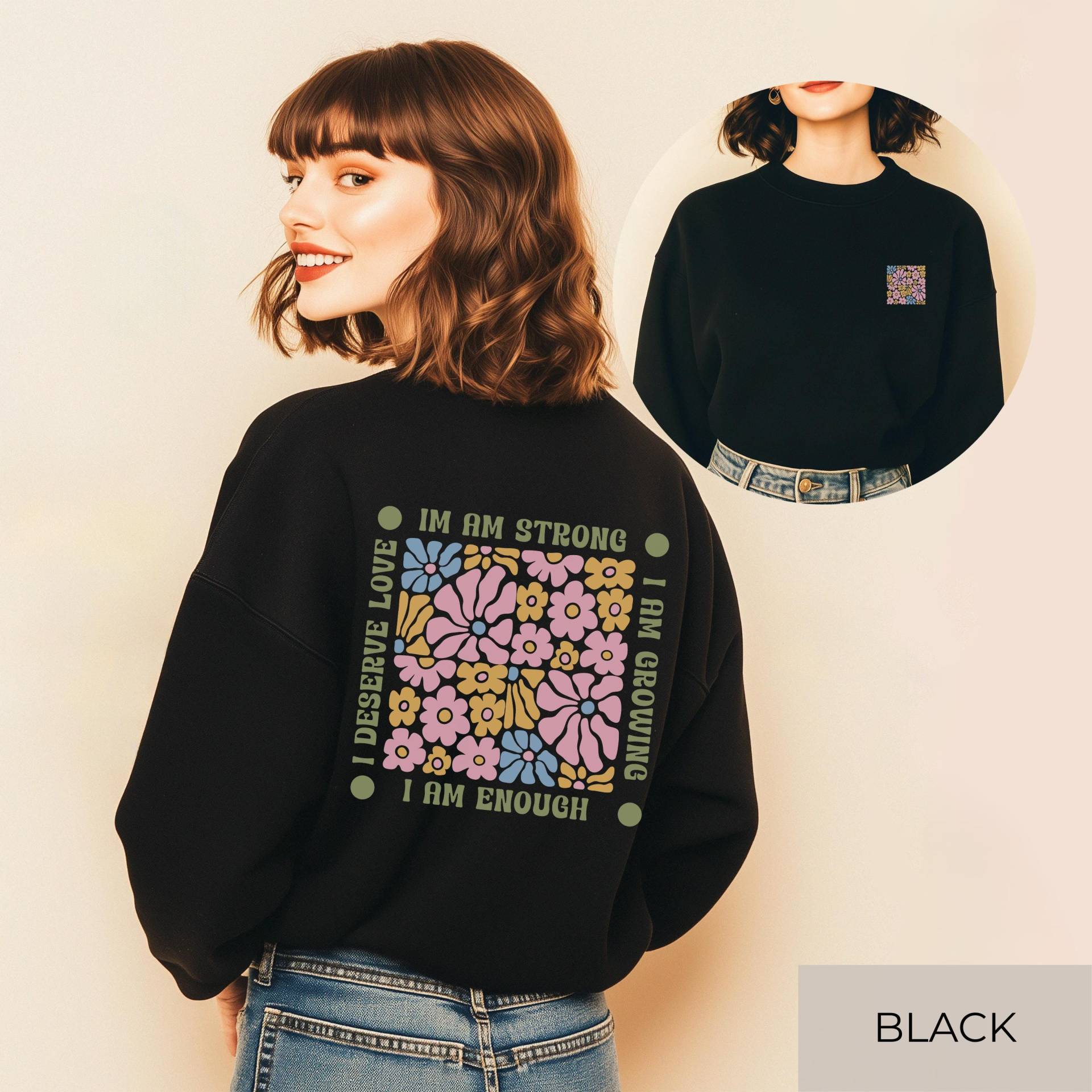 Retro Self-Love Sweater | Bestärkender Pullover Achtsamkeit Geschenk Motivationspullover Gildan 18000 Unisex von SoulDesignsAnnabel