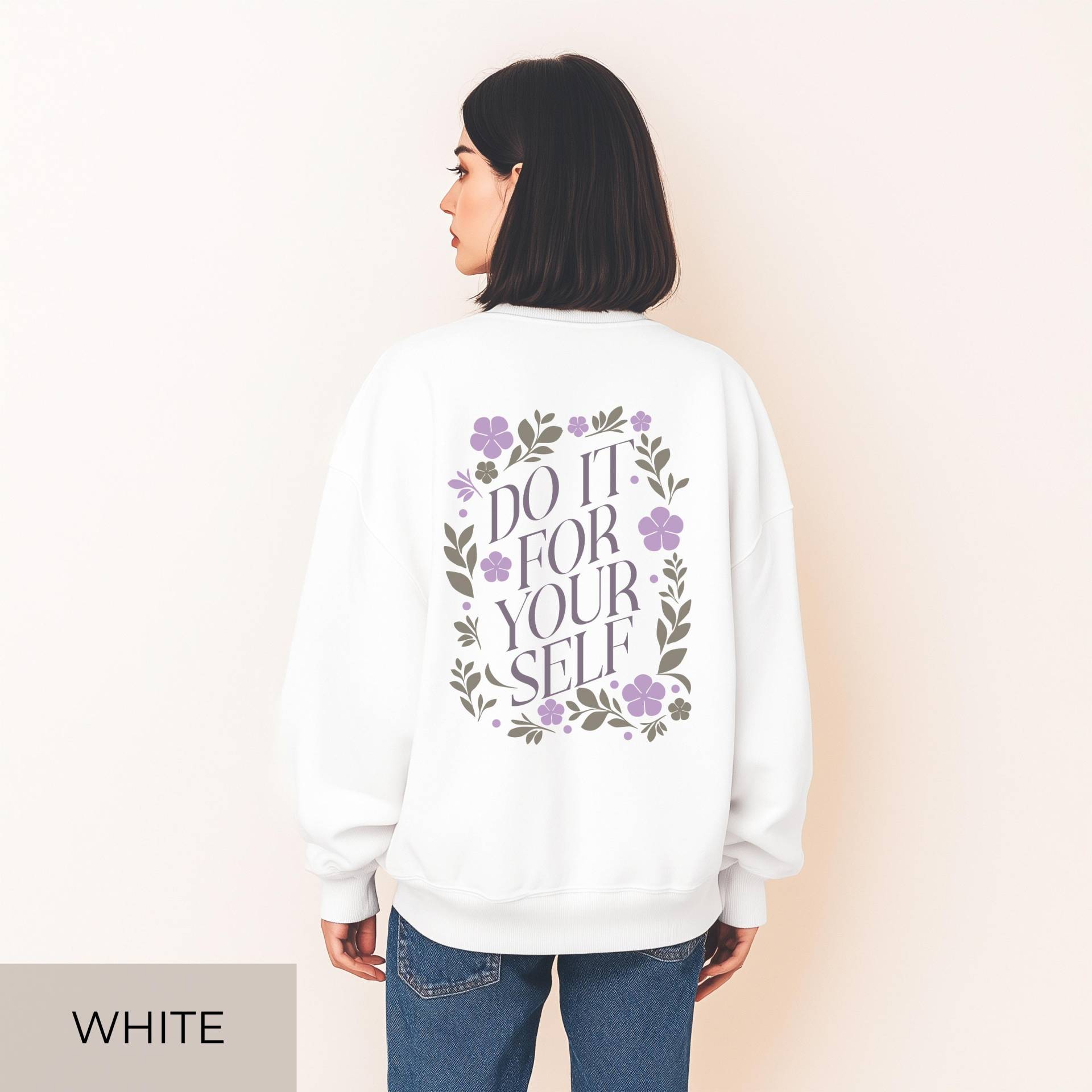 Selfcare Sweater „Do It For Yourself" - Motiv-Pullover Mit Blumen, Cozy Unisex Gildan 18000, Geschenk Für Frauen, Motivation Kleidung von SoulDesignsAnnabel