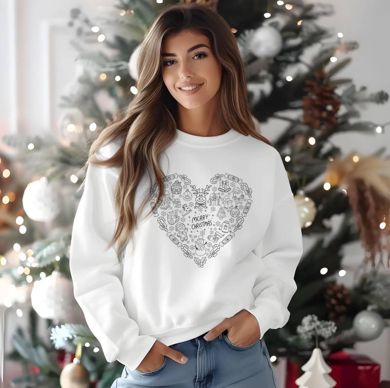 Weihnachtssweatshirt Herzmotiv | Merry Christmas Pullover |Unisex Sweater|Geschenkidee Weihnachten Winter Sweater Reindeer Print von SoulDesignsAnnabel