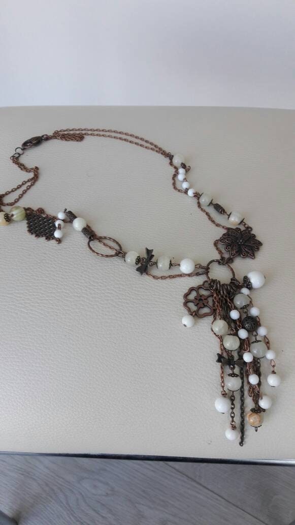 Boho Kupfer Halskette Mit Onyx & Achat von SoulGemAtelier