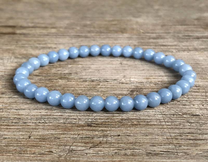 Angelit Armband, 6 Mm A Grade Kleines Perlen Meditation Armband Mala, Für Beruhigung, Ruhe, Schutz Angelit Armband, 6 Mm A Grade Kleines Perlen Meditation Armband Mala, Für Beruhigung, Ruhe, Schutz von SoulInspiredCo
