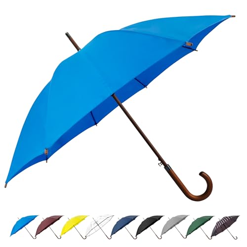 SoulRain Regenschirm, 121,9 cm, klassischer Holzgriff, automatisches Öffnen, winddicht, unzerbrechlich, Regenschirm, königsblau von SoulRain