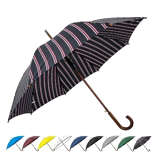 SoulRain Regenschirm mit Holzgriff, 121,9 cm, winddicht, unzerbrechlich, Regenschirm (elegante Streifen)… von SoulRain