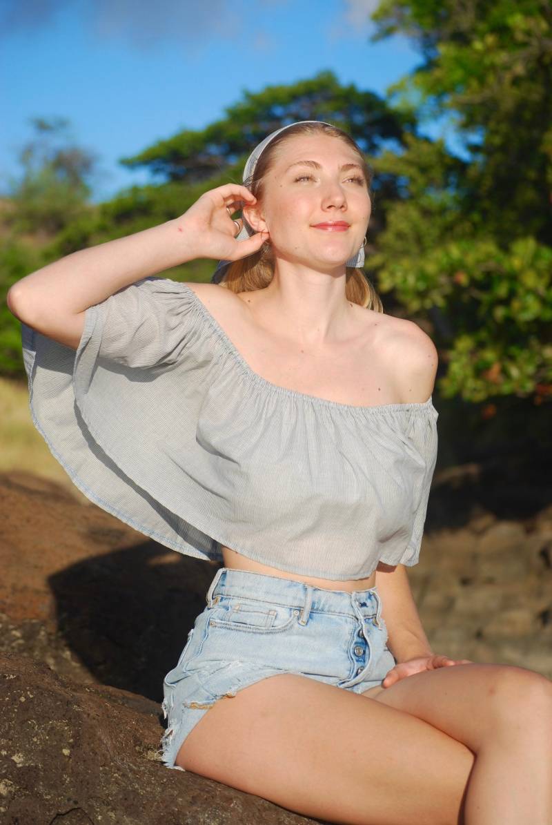 Off Shoulder Rüschen Crop Top - Leichte Bio Baumwolle Mini Streifen Sommer Retro Vibes von SoulRole