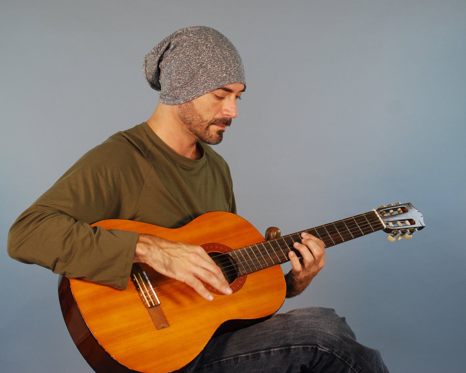 Slouchy Mütze Für Männer - Unisex Grau Meliert- Bio-Baumwolle Hanf Umweltfreundlich Bio-Kleidung von SoulRole