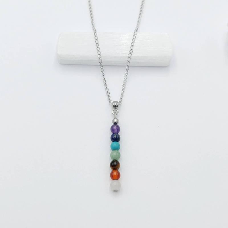 7 Chakren Halskette Silber Kette Sieben Heilung Kristalle Stacking Layering von SoulSabaiStore