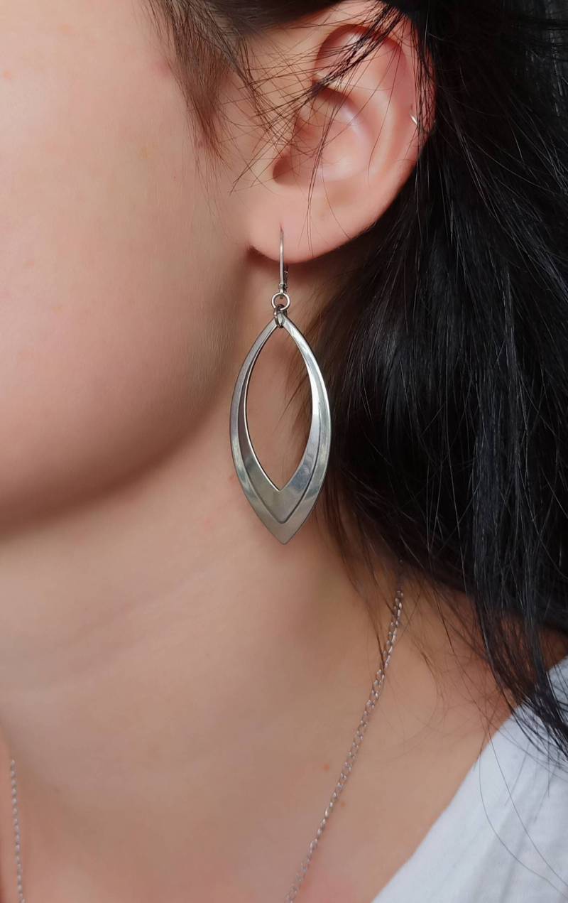 Boho Ohrringe Statement Blatt Silber von SoulSabaiStore