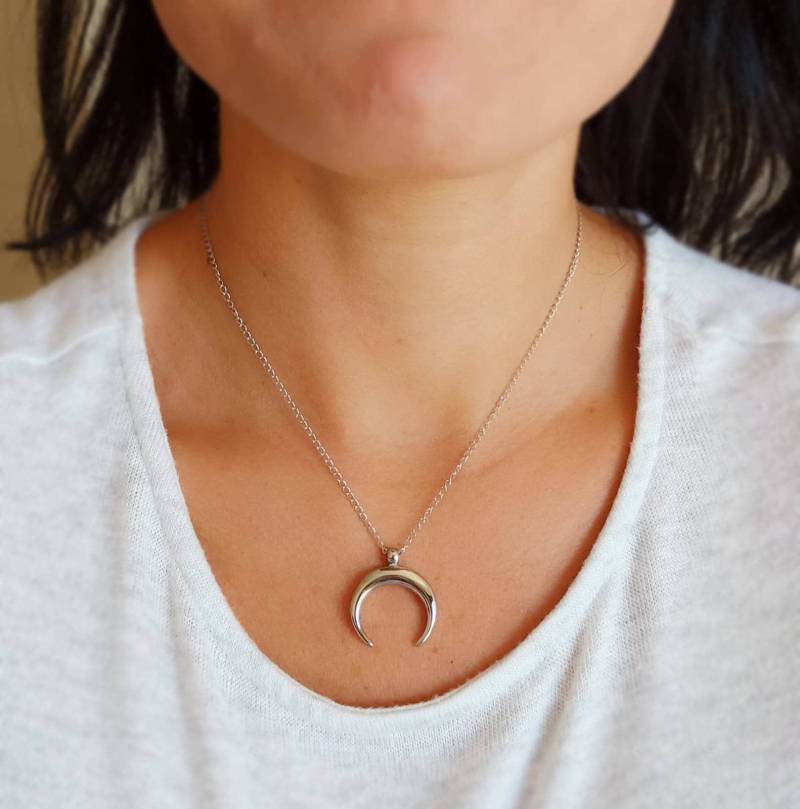 Halbmond Halskette Himmlisch Edelstahl Kette Boho Silber Stacking Layering von SoulSabaiStore
