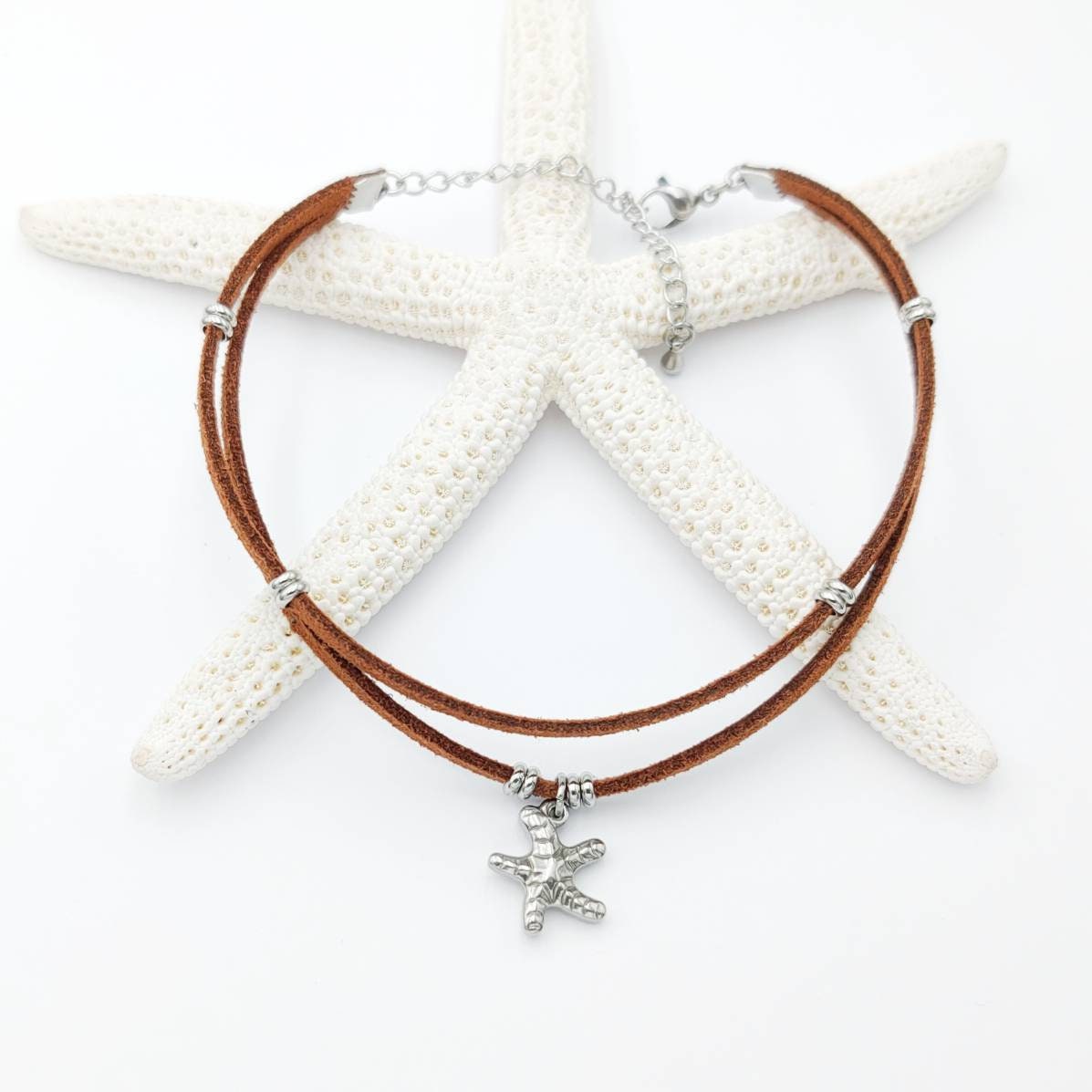 Seestern Fußkettchen Edelsteine Strand Boho Wildlederimitat Stacking Layering Seestern Fußkettchen Edelsteine Strand Boho Wildlederimitat Stacking Layering von SoulSabaiStore